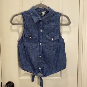 Sleeveless Chambray Denim Top
